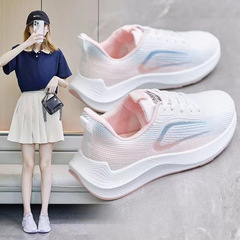 休閒女鞋批發運動鞋女士時尚潮流時尚飛織面透氣女士輕便運動女鞋