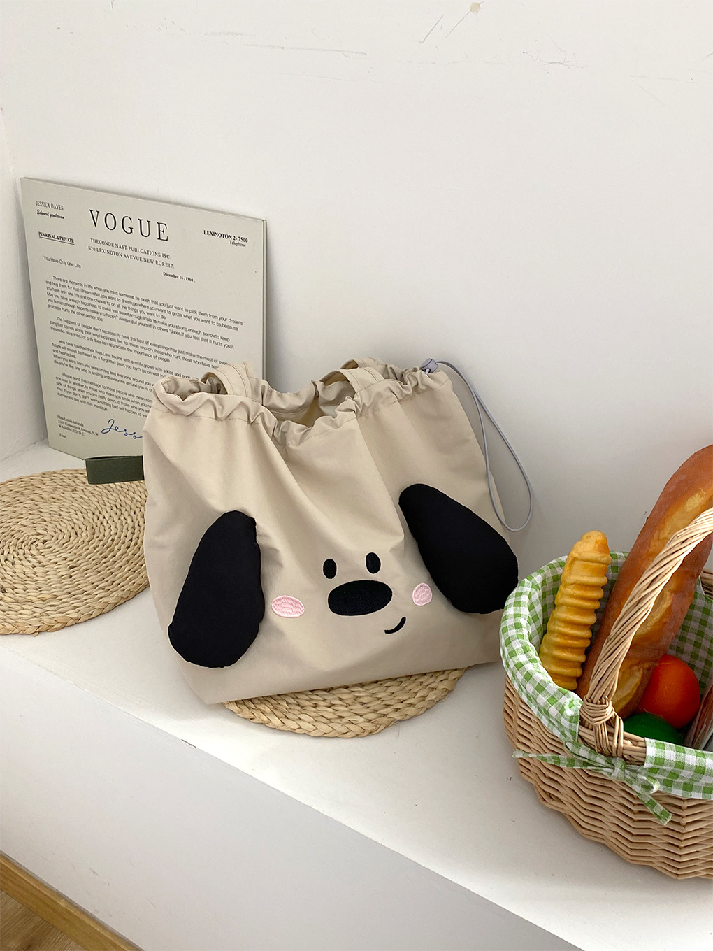 Big-eared dog nylon bag-coffee color