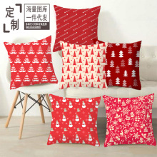 跨境新款红色圣诞节抱枕套批发家居床头靠垫桃皮绒短毛绒印花枕套