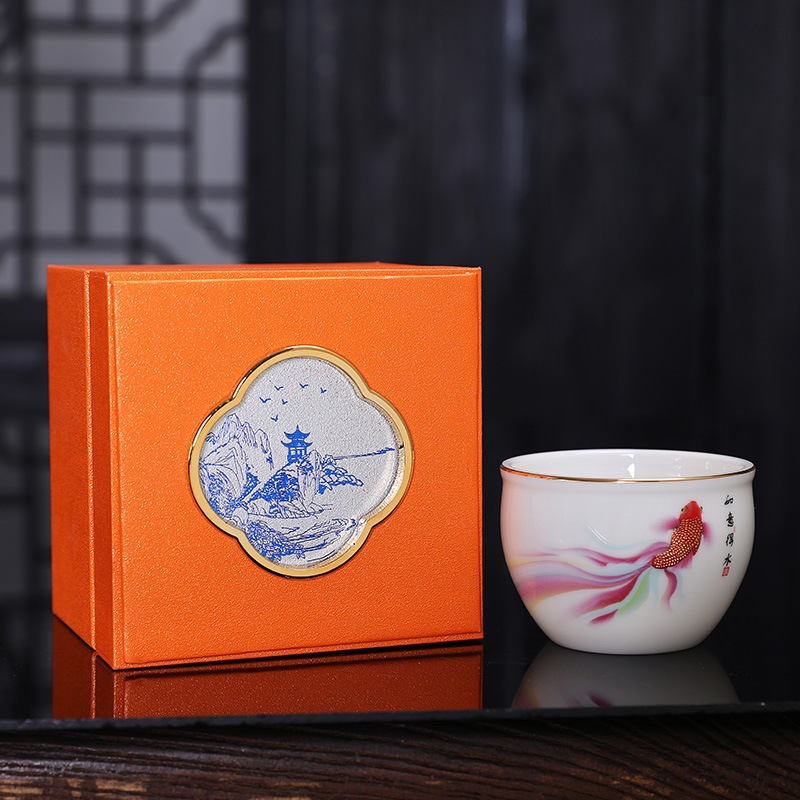 中式羊脂玉瓷主人杯如鱼得水陶瓷茶杯个人大品茗杯茶碗批发