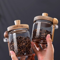 卸売大容量透明ガラス密封缶コーヒー防湿防湿収納缶家庭用キッチン雑穀貯蔵タンク