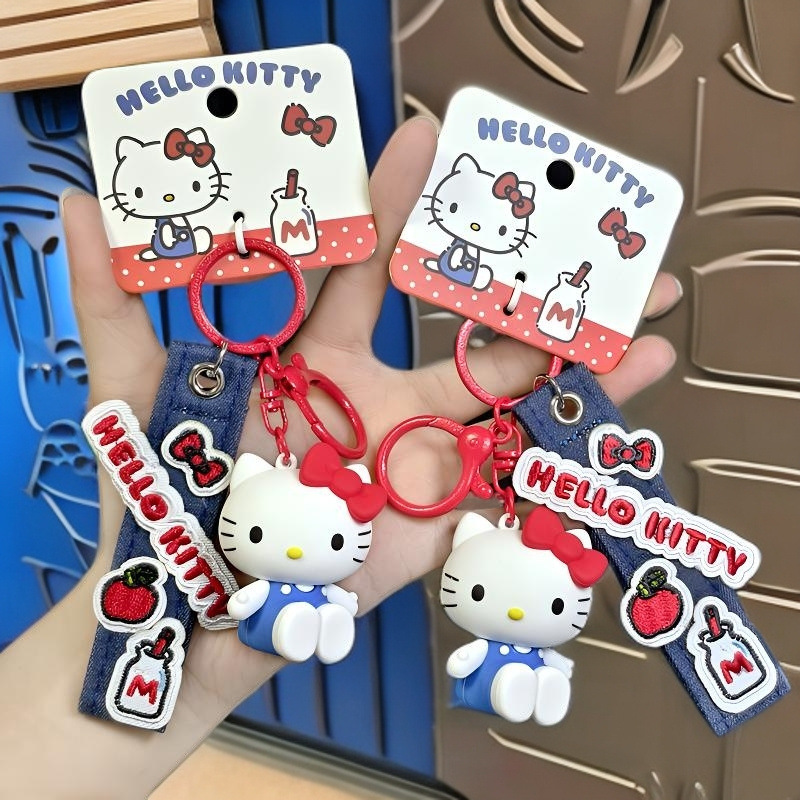 Authentic Denim Series Keychain Hello Kitty School Bag Car Pendant Cute Cartoon Keychain Gift Jewelry Authentic Denim Series Keychain Hello Kitty School Bag Car Pendant Cute Cartoon Keychain Gift Jewelry