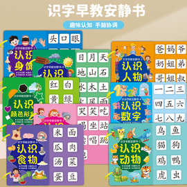 识字安静书撕拉粘贴书认字神器儿童三岁启蒙玩具宝宝早教益智玩具
