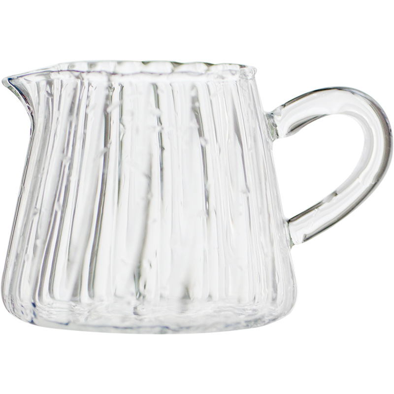 Nordisches transparentes Glaskaffeemilchkännchen-Set mit Griff Espressokaffee-Aufschäumtasse Teekrug-Separator Cafe Drinkware Tool_voghion.com