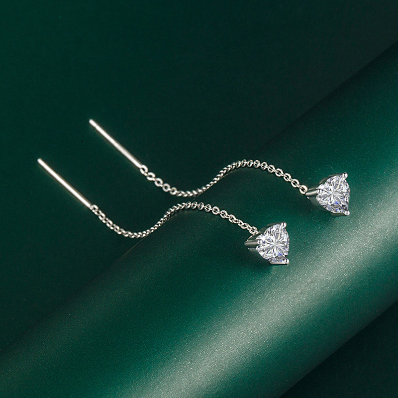 Lady Heart Shape Copper Plating Inlay Zircon Ear line 1 Pair