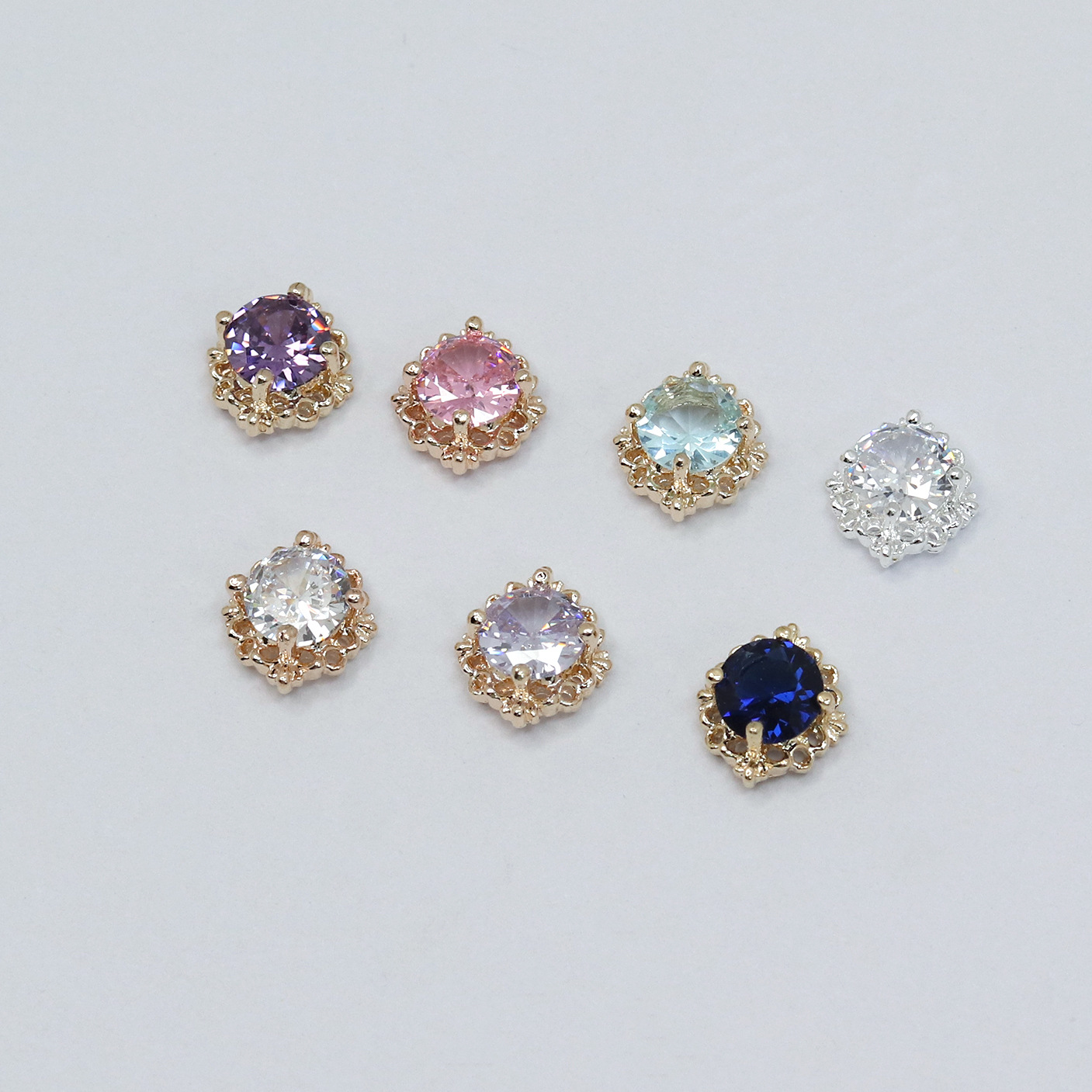 Retro ronda circonio uñas joyería uñas diamante joyería DIY uñas pegatina circón único retro circón fábrica lote