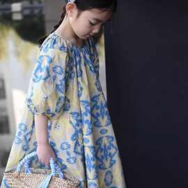 女童连衣裙碎花新款时尚洋气儿童裙子夏装女孩公主裙泡泡袖花长裙