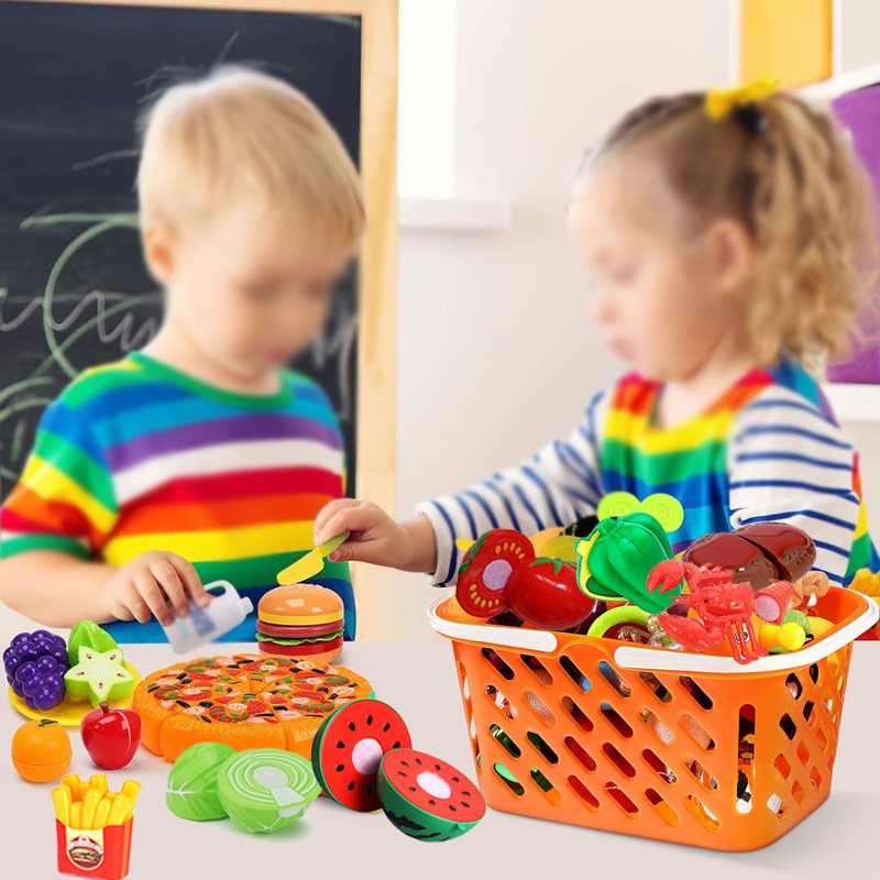 Children's Kitchen suit Fruits and Vegetables Che Che Che Che Play Game Shopping Storage Basket Play Toys