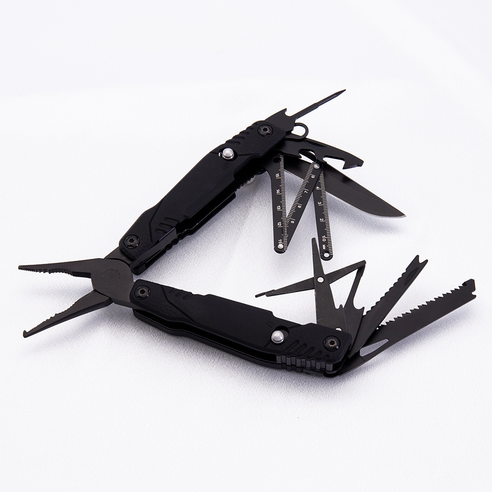 厂家供应全黑折叠多功能刀钳 15合1户外野营随身工具钳