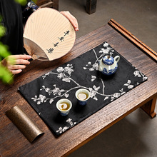 新中式织锦棉麻双面茶席隔热防烫吸水茶桌垫干泡席