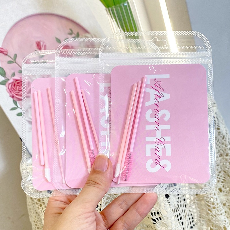 跨境英文版美睫店嫁接睫毛护理套装送顾客售后卡注意事项护理卡包