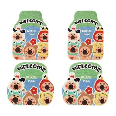 Cartoon Floor Mats, Stain-Resistant, Avtomobil döşəmə paspasları - pepper-bear-family-car-floor-mats-4648cm-two-piece-pack