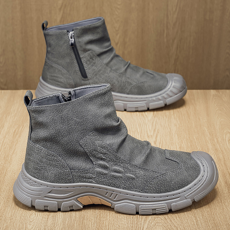 Nuevos zapatos de hombre 2026 tendencia de otoño moda versátil deportes casuales ligeros hombres botas de tamaño medio Martin image 3