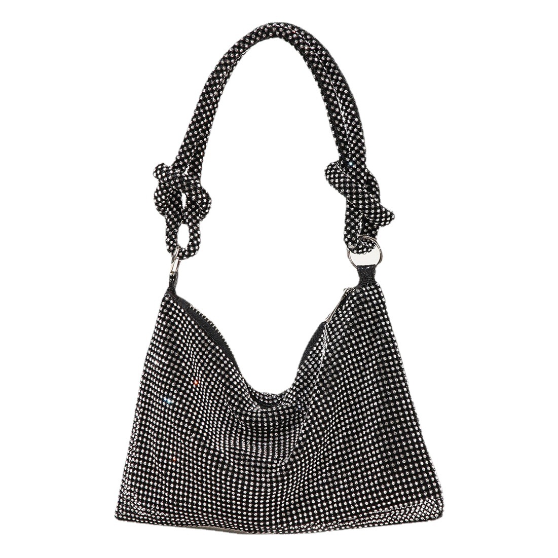 En stock nuevo transfronterizo diamante-incrustado bolso de noche moda flash anudado rhinestone hecho a mano axilas banquete bolso de noche