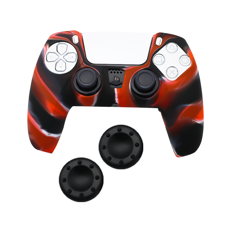 Funda de silicona de camuflaje PS5 enviar dos tapas de botón de 8 puntos ps5 manejar cubierta protectora pequeña inyección de aceite de ondulación en stock