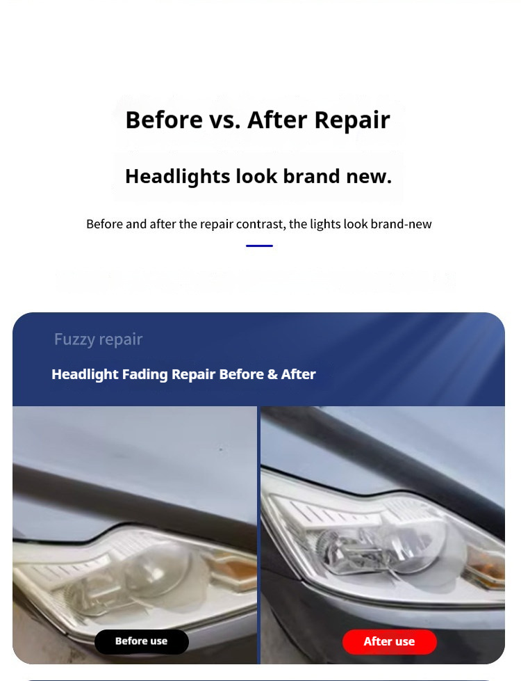Cross-Border Special Supply Car Headlight Refurbishment Repair Fluid Tool Kit for Cleaning Scratches and Yellowing on Car Lights, Quick Brightening Coating