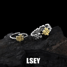 情侣拼图戒指纯银原创S925小众潮流复古对戒情人节七夕礼物银饰