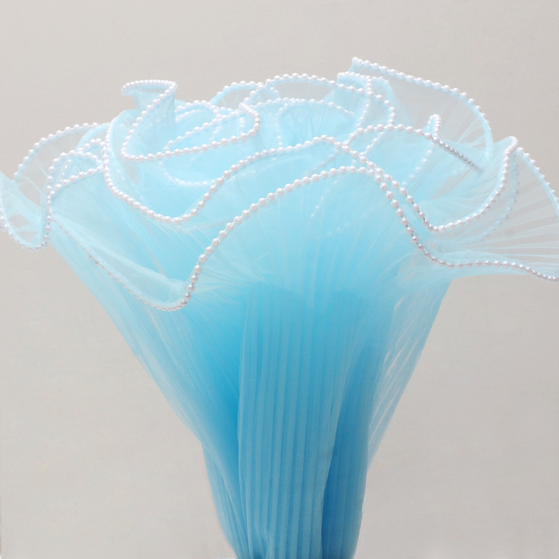 Perla aerosol hilo flor bolsa de embalaje flor hilo ramo material Rosa malla flor tienda material onda hilo al por mayor