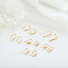 14k Real Gold Earrings with Minimalist Korean/Influencer Style Hoop Earrings, Slightly Embedded Zirconia Semi-Finished Earrings for Women DIY Hoop Earrings Wholesale