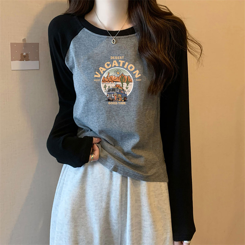 Pure Cotton Contrasting Color Long-Sleeved T-Shirt for Women 5 New Winter Fashionable Inner Layering Shirt Early Autumn Wear Pure Cotton Contrasting Color Long-Sleeved T-Shirt for Women 5 New Winter Fashionable Inner Layering Shirt Early Autumn Wear