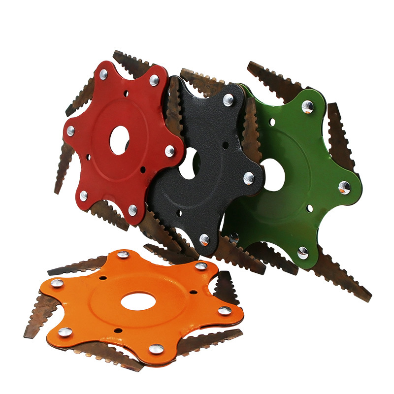 六叶打草头六叶旋风刀 农用除草机配件 新款 齿状六叶割草机刀片