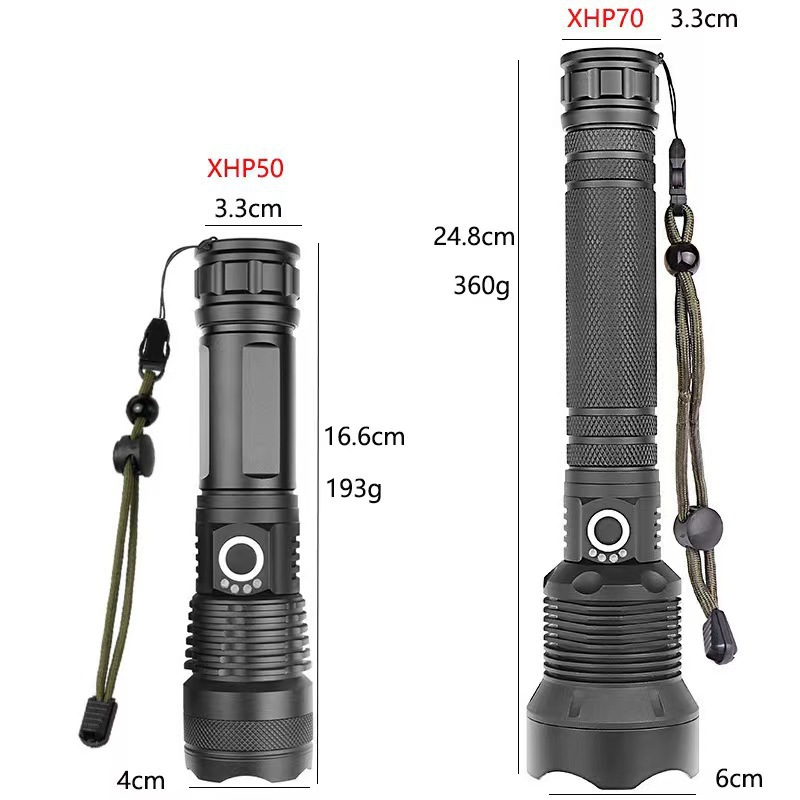 The new P50P90 aluminum alloy flashlight flood emergency warning electric telescopic zoom flashlight