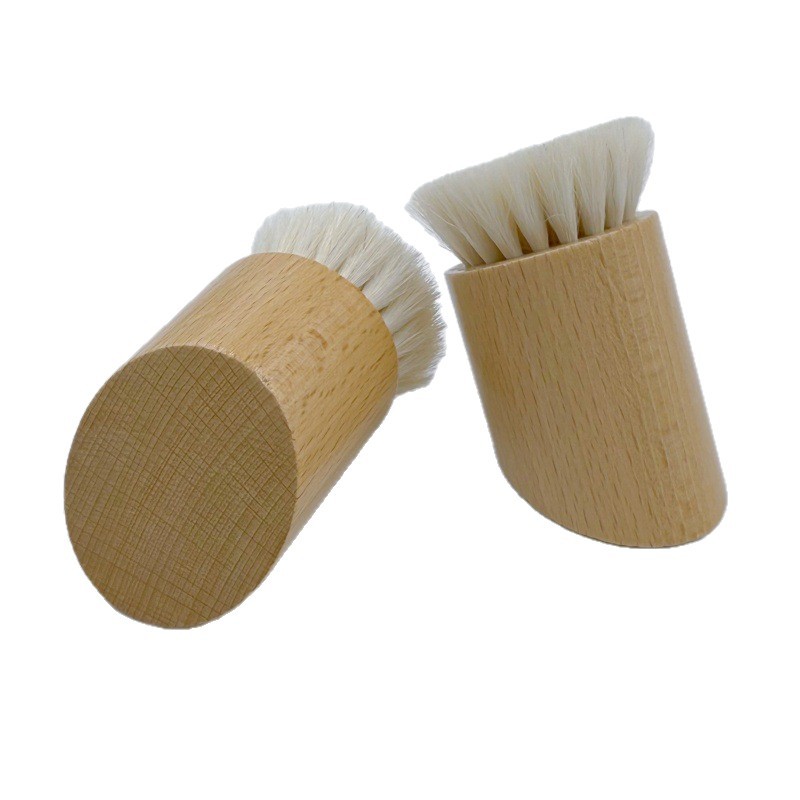 Cepillo de masaje de madera profundo, cepillo de lana inclinado de beech, cepillo de limpieza facial, cepillo facial pequeño, cepillo de limpieza facial profundo
