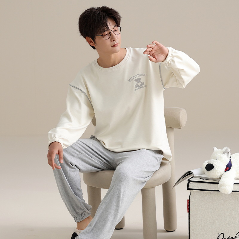 Pijamas de terciopelo para hombres otoño y invierno de manga larga conjunto casual con terciopelo grueso y ropa de hogar de tamaño grande se puede usar