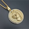 TEMU Shein new cross -border fashion hip -hop hiphop jewelry inlaid diamond disc horse head pendant necklace