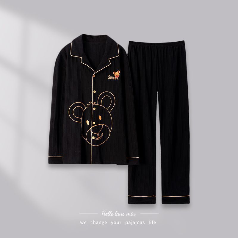 Pijamas de algodón de hombre primavera y otoño 2024 otoño y invierno de manga larga nueva ropa de hombre grande se puede usar fuera