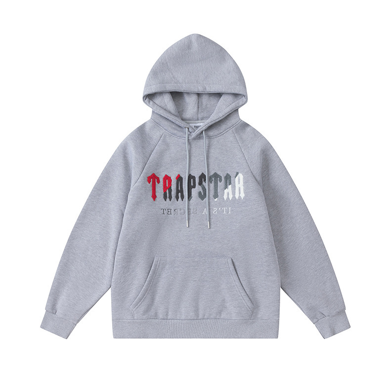 Trapstarタオル刺繍とベルベットの帽子付きガードルのジッパー付きズボンのカジュアルセット|undefined