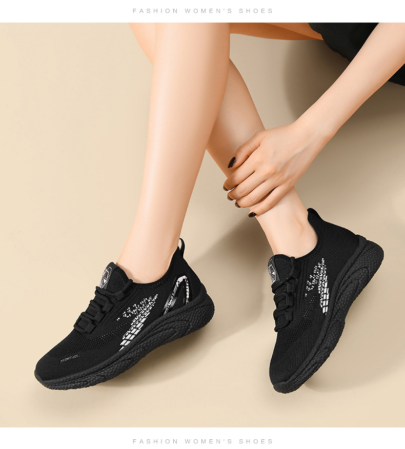 Giày sneaker nữ lưới thoáng khí chạy bộ nhẹ êm chống sốc mùa xuân hè 2025 — DH 98012 đen đỏ, DH 98021 đen trắng, LJ 69319 màu đen, JST 7036m đỏ chi tiết 11