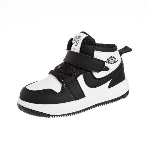 Dunk Black and White Panda Children's Spring and Autumn Real Insole Sports Shoes for Boys and Girls, High Top Basketball Shoes Shadow Gray