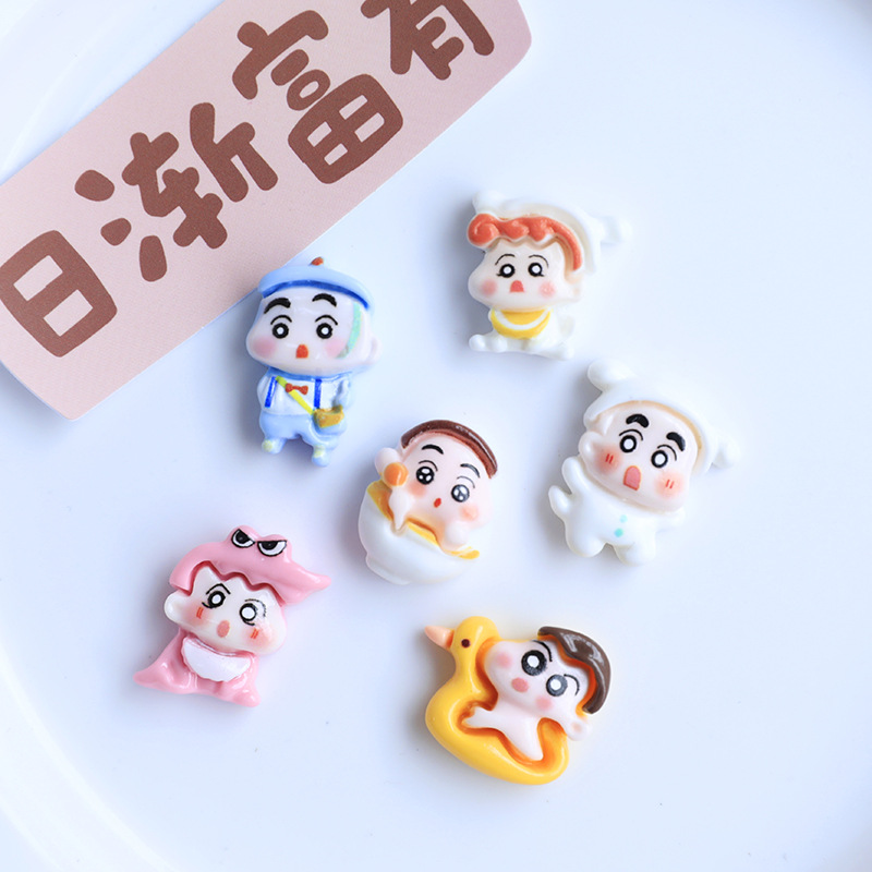 Cartoon Crayon Shin-Chan Xiaobai Anime DIY Resin Jewelry Accessories Cream Glue Mobile Phone Case Hairpin Shoe Buckle Material