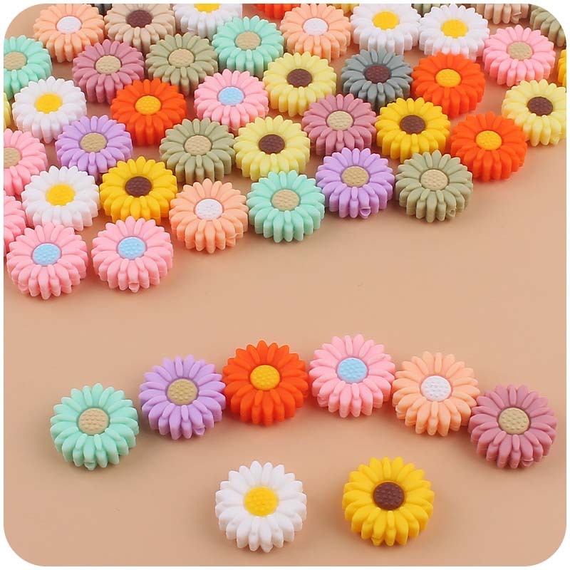 20mm bebé suministros de dibujos animados Margarita cuentas silicona creativo DIY chupete cadena teether pulsera accesorios juguete