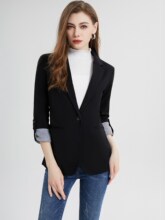 N 40253 Spliced Collar Slim Blazer ƴ�ӷ�����װ �羳ŷ����