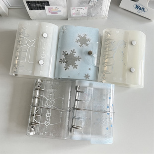 M5 hand ledger shell snowflake bow transparent glitter milk white loose-leaf ins style simple girl heart pvc notes