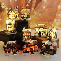 国境を越えた新しいクリスマス装飾品樹脂の小さな家の微景観樹脂の家クリスマスのアイデアが光る小さな家