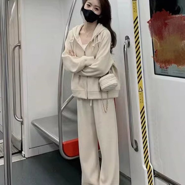 欧美跨境亚马逊早秋小个子韩系穿搭一整套休闲新款卫衣运动套装女|undefined