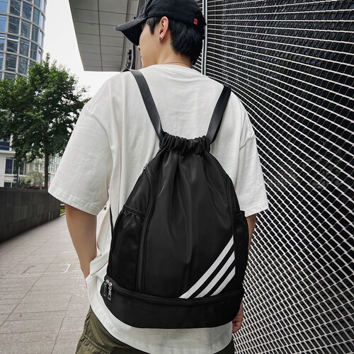 Wholesale swimming bag for women, water repellent straps, shoe position, lightweight sports fitness bag, travel beach drawstring backpack for men