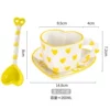 New love coffee cup and saucer-yellow+spoon