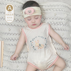 Thin and Comfortable Baby Bodysuit with Triangle Hem, Onesie for Girls 0-1 Years, Sleeveless Tank Top and Diaper Cover