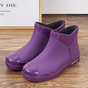 Fashion Women's Outer Wear Rain Boots Comfortable Non-Slip Women's Rain Boots Korean-Style Lightweight Low-cut Women's Rubber Shoes Flat Water Shoes