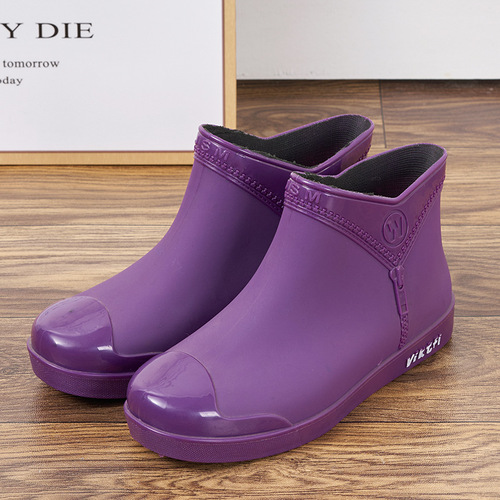 Fashionable women's outdoor rain boots, comfortable non-slip women's rain boots, Korean style lightweight low-cut women's rubber shoes, flat water shoes