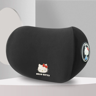 Car Lumbar Support Driving Waist: Waist support - kt004-2-classic-black-headrest1-memory-foam-inner-core-four-seasons-double-yarn-soft-style
