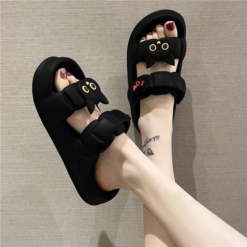 Women's Trendy Ins-Style Sandals for Summer, Cute Cartoon Cat Design, Thick-Soled Dual-Use Beach Slippers Women's Trendy Ins-Style Sandals for Summer, Cute Cartoon Cat Design, Thick-Soled Dual-Use Beach Slippers