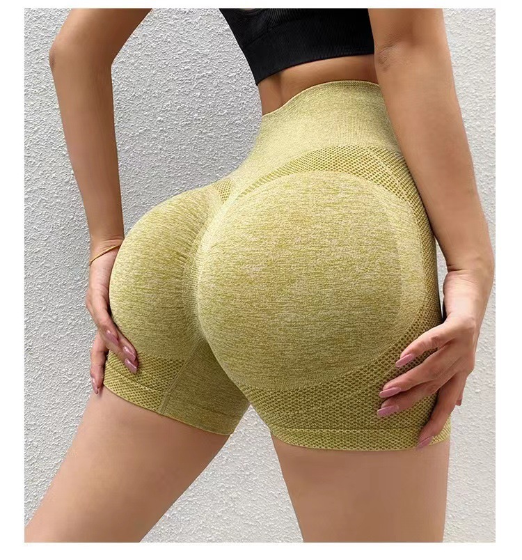 Venta caliente transfronteriza melocotón glúteos fitness pantalones cortos deportivos cintura alta abdomen medias transpirables pantalones de yoga antideslumbrantes mujeres