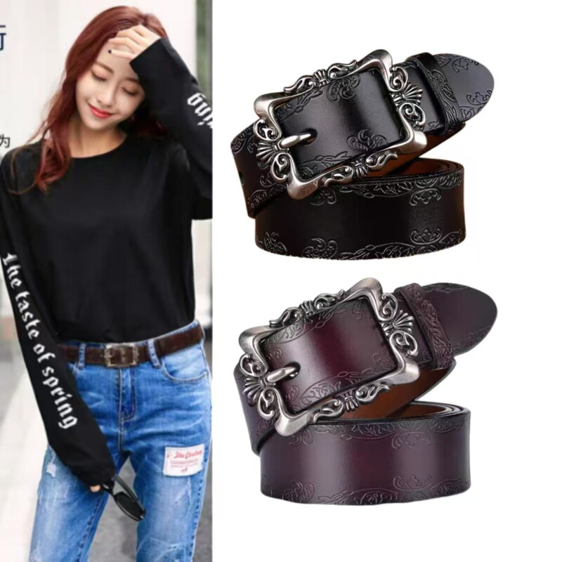 Belt Hot Explosive Carved Belt Women's All-match Decorative Korean Style Trousers Belt Women's Simple Pin Buckle Cross-border Same Style Belt Hot Explosive Carved Belt Women's All-match Decorative Korean Style Trousers Belt Women's Simple Pin Buckle Cross-border Same Style