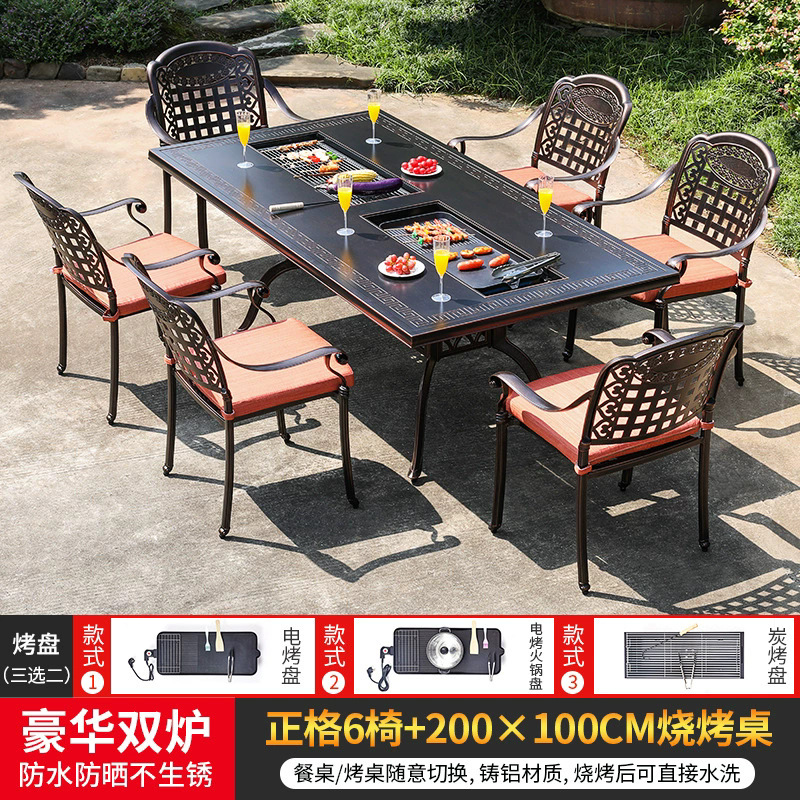 Zhengge 6 sillas + 200 * 100cm de doble horno de estampado