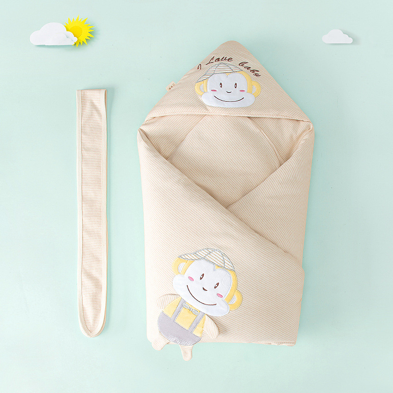 母婴用品厂家货源宝宝彩棉抱被新生儿抱毯卡通纯棉防踢被襁褓包被